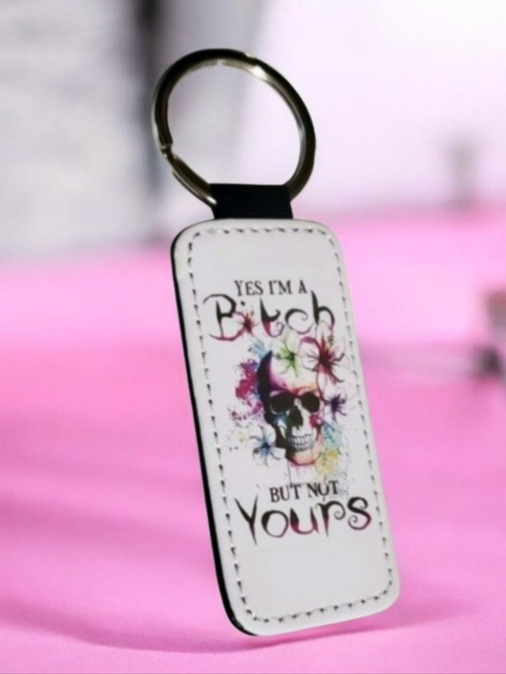 B*TCH Skull Keychain